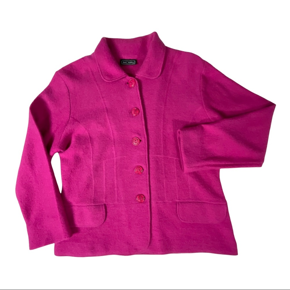 Laura Ashley Pink Wool Blend Jacket Sz L